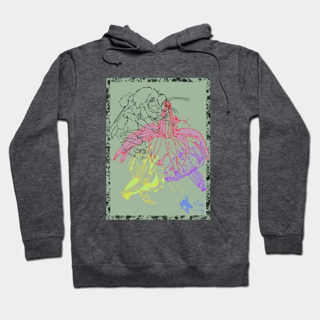 Bumble Bee & Blossoms Hoodie by Yeti Ink ~ Yeti307